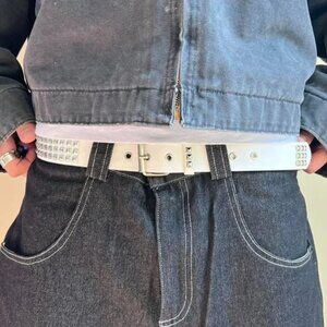 y2k 2000s classic pyramid studded white and silver goth emo belt